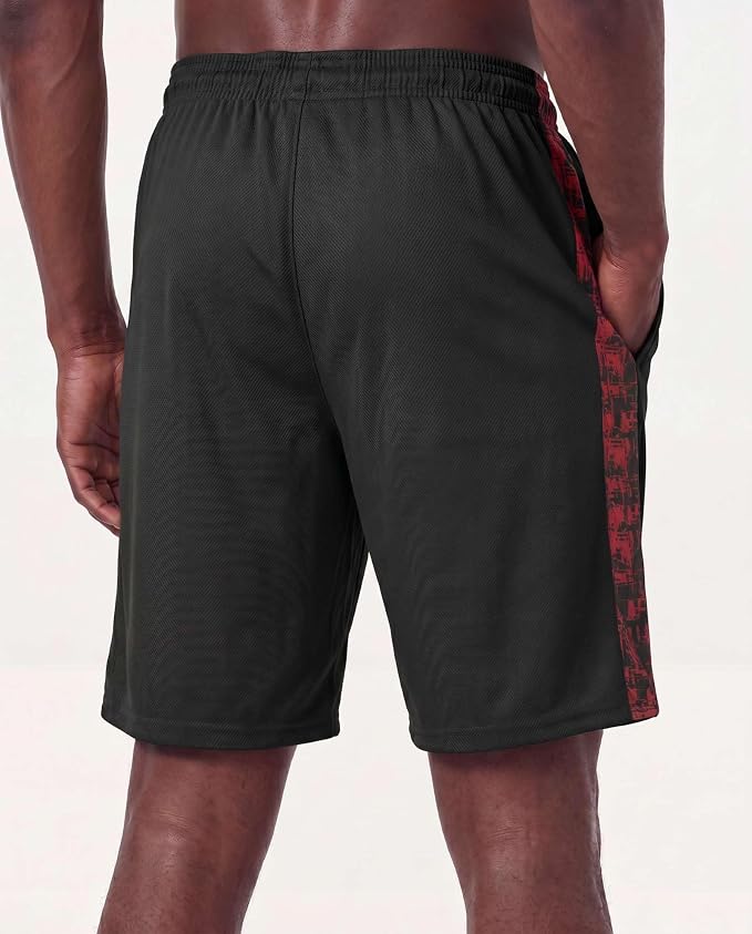 5 Pack Men's Mesh Shorts Athletic Basketball Sports Gym Workout Pockets | Cooling Moisture-Wicking, 9", Long, Quick-Dry, Breathable, Elastic Drawstring Waistband. Running, Exercise, Soccer, Training.