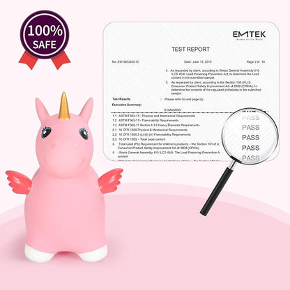 INPANY Unicorn Bouncy Horse Toys, Toddler Inflatable Unicorn, Bouncy Pals | Eco-Friendly PVC, Low Center Gravity, Cute Cartoon Design, Load 100 Lbs, Learn & Exercise & Active Fun, Gifts for 1-3 Kids