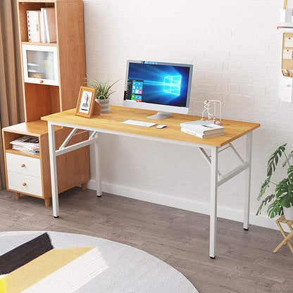 Computer Desk,55" Modern Simple Style Folding Tables,Home Office Writing Desk, Space Saving Foldable Table, No Install Needed