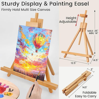 ARTALLY Acrylic Paint Set for Adults & Kids, 67 Pcs Canvas Painting Kits, 32 Colors Acrylic Paint (22ML),Table Easel,Brushes,Canvas, Art Painting Supplies Kit for Students,Artists,Beginners
