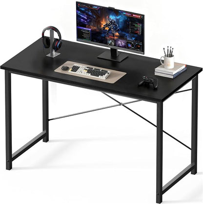 OLIXIS 47 Inch Computer Office Desk for Small Spaces, Writing Gaming Work Desk Modern Study Table with Storage Bag & Headphone Hook Home Bedroom, Black | Computer Writing Workstation, Strong Metal Frame, Small Spaces Home Bedroom Dorm, Black
