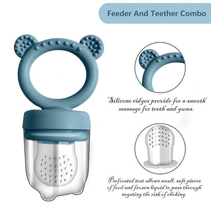 BIGSPINACH Baby Food Feeder Pacifier with Breast Milk Popsicle Teether-Silicone Forage Feeder for Babies-Breastmilk Storage Container and Freezer Tray-Teething Popsicle Molds for Soothing Relief