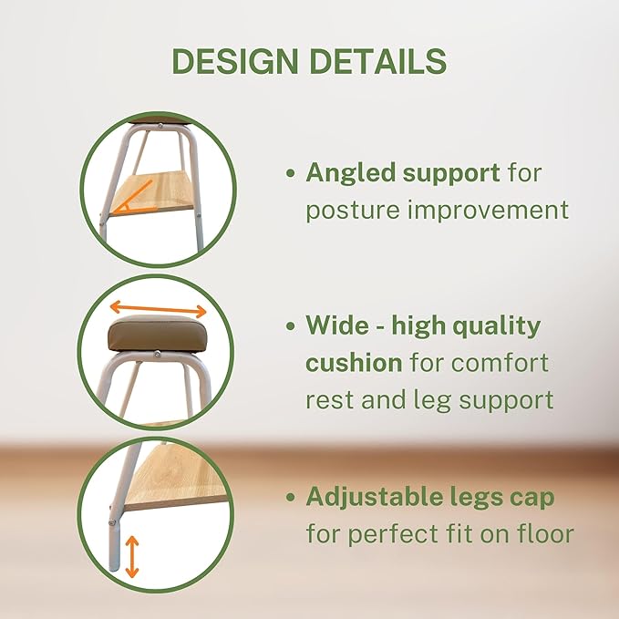 Double Step Footrest Under Desk Versatile Foot Stool Ottoman for Comfortable Desk Work Office Life (White)