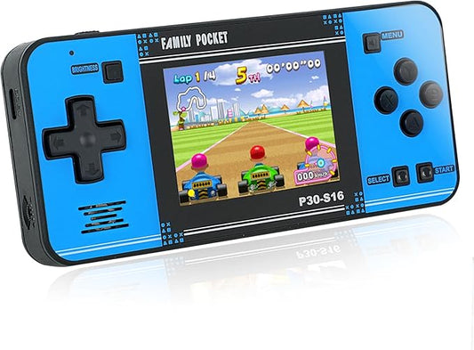 Handheld Game for Kids -Preloaded 220 Retro Video Games, Portable Gaming Player with Rechargeable Battery 3.0" LCD Screen, Mini Arcade Electronic Toy Gifts for Boys Girls (Black+Blue)