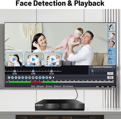4K Security Camera System, 4pcs 2K PoE Wired Turret Cameras with Human Detection and 2 Way Talk, Color Night Vision, 8MP 4CH NVR with 1TB Hard Drive for 24/7 Local Recording, No Subscription (Black)