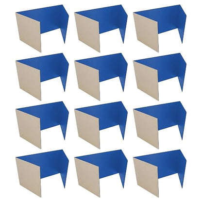 Flipside Products 18”x 48” Blue Study Carrel, Privacy Boards, Student Privacy and Focus Booth for The Classroom, Desk Divider Cubby for Tests, Made in USA - 12 Pack