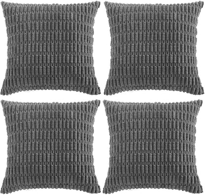 Fancy Homi 4 Packs Decorative Throw Pillow Covers for Living Room Couch Bed, Modern Farmhouse Boho Home Décor Accent Cushion Case, 16" x 16", Dark Gray
