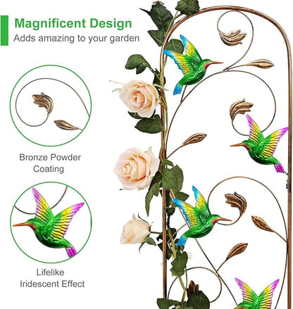SUNNYPARK Set of 2 Hummingbird Metal Garden Trellis for Climbing Plants, Decorative Vegetables Flowers Vine Trellis for Outdoor Patio 60'' H x 11'' W