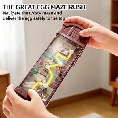 Montessori Toys for 2 Year Old - Farm Egg Maze Adventure Game Toy with 5 Fine Motor Activities, Cause & Effect Travel Toy. (Brown)