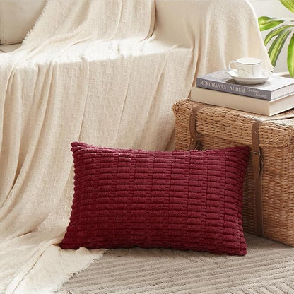 Fancy Homi 4 Packs Decorative Throw Pillow Covers for Living Room Couch Bed, Modern Farmhouse Boho Home Décor Accent Cushion Case, 20" x 12", Burgundy