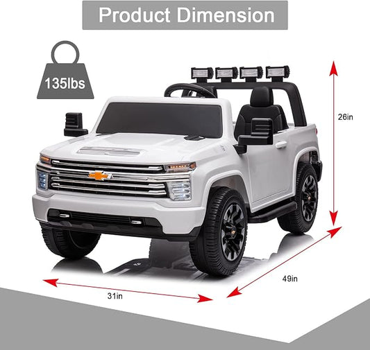 24V Ride on Toys for Kids, Chevrolet Silverado 2 Seater Ride on Car for Kids Remote Control Kids Electric Cars Kids Driving Car with Bluetooth, Power of Wheel Car for Kids Truck for All Types of Road