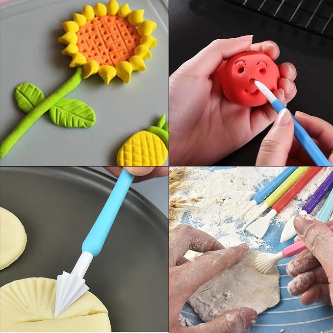 CoguZed 9 Pcs Clay Sculpting Tools Kit, Double Head Pottery Modeling Clay Carving Tools, Plastic Clay Tools, Air Dry Clay Tools for Crafts and DIY Projects Assorted Colors