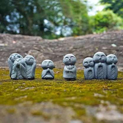 livelyfish Japanese Monk Statue Praying Zen Sandstone Mini Buddha Statues Asian Garden Sculptures for Wealth Good Luck Feng Shui Home Decor, G