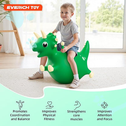 Bouncy Dinosaur Hopping Toy, Bouncy Animals Ride on Horse Hopper, Indoor Outdoor Inflatable Bouncer, Birthday Gifts for Boys Girls 4 5 6 7 8 Years Old Toddler