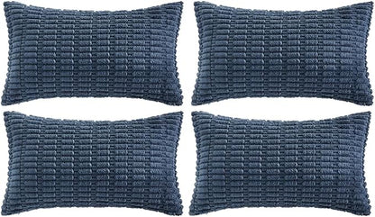 Fancy Homi 4 Packs Decorative Throw Pillow Covers for Living Room Couch Bed, Modern Farmhouse Boho Home Décor Accent Cushion Case, 24" x 12", Dusty Blue