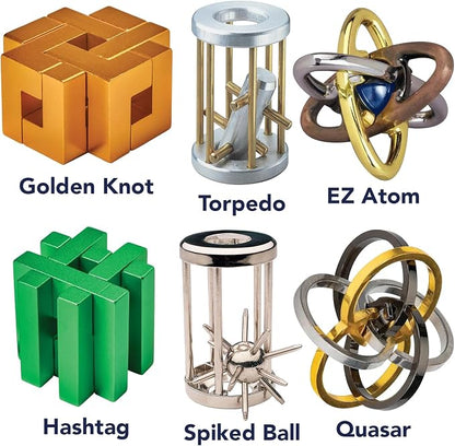 Bits and Pieces Metal Brain Teaser Puzzle - Green Hashtag Disentanglement Puzzle, 3D Assembly Puzzles for Adults