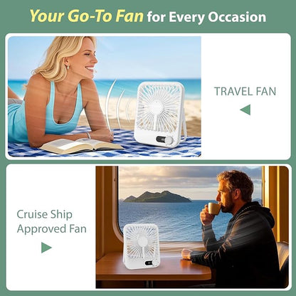 Portable Fan for Travel, 4000mAh Cruise Must Haves for Cruise Approved Rechargeable with 100 Speed Wind Adjustable, Portable Carbin Cruise Fan Magnetic for Cruise Ship Essentials 2026