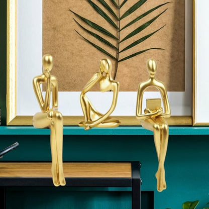 Prettidecor Gold Home Decor Thinker Statue Accents, Set of 3 Thinker Sculptures Office Decor Modern Abstract Resin Decoration on Shelf Table Desk for Living Room Office Bedroom (Small Gold) | Home Decor Accents, Office Decor, Abstract Resin, For Living...