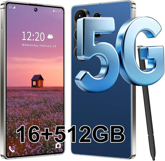 S26 Ultra 5G Unlocked Smartphone,16GB+512GB Cell Phone for Android 15, 6.99" Unlocked Cell Phone, 7000mAh, 68MP+108MP Dual Camera/Dual SIM/Fingerprint Lock/Face，Deep Blue