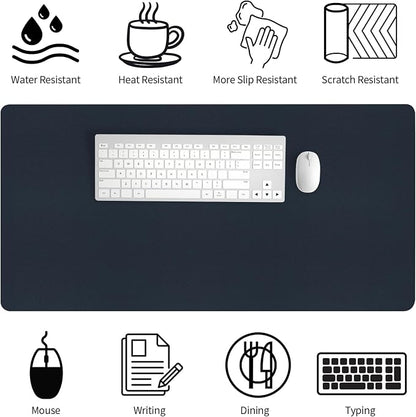 Bloss Dark Blue Desk Mat, Desk Matt for Desktop, Waterproof Large Leather Keyboard Mat, Computer Mat for Office/Home/Decor(31.5 x 15.7 Inches)