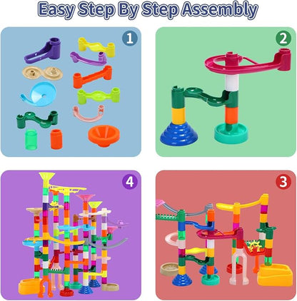 EagleStone 150PCS Marble Run STEM Maze Building Toy Race Track Set | 90 Track Pieces With 30 Glow In The Dark Marbles, Marble Maze Building Toy For Kids Ages 3-12, Educational Gift Boys Girls