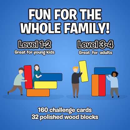 The Uzzle Stack Royale Board Game, Fast & Fun Family Board Game for Children & Adults, Color Block Puzzles Games for Ages 4+