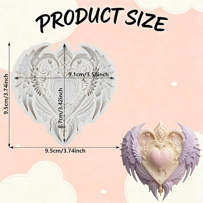 Heart Wing Polymer Clay Molds Baroque Heart Shape Wing Silicone Mold for Epoxy Resin Casting DIY Crafts Air Dry Polymer Crafts Supplies Clay Tools