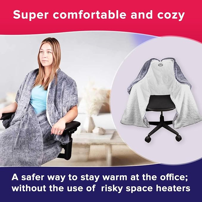 The Original Office Chair Blanket by SnuggleBack; Cozy Comfy Office Desk Chair Wrap Attaches for Hands-Free Warmth. Stay Warm In The Winter or Summer. (Lavender Pattern Fleece)