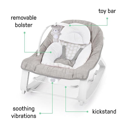 Ingenuity Keep Cozy 3-in-1 Grow with Me Vibrating Baby Bouncer Seat & Infant to Toddler Rocker, 0-30 Months Up to 40 lbs (Linden)
