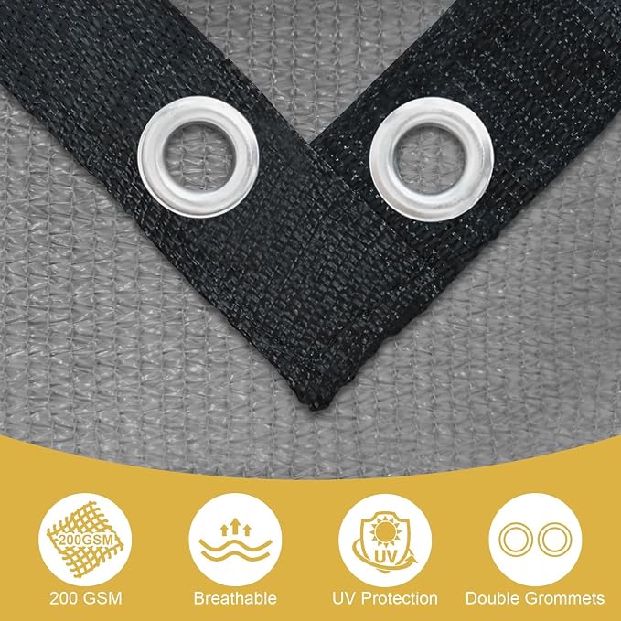 Shade&Beyond 90% Sun Shade Cloth with Grommets, 12' X 12' Pergola Shade Cover Canopy, Mesh Tarp Sun Screens for Patio, Outdoor, Garden, Backyard, Light Gray