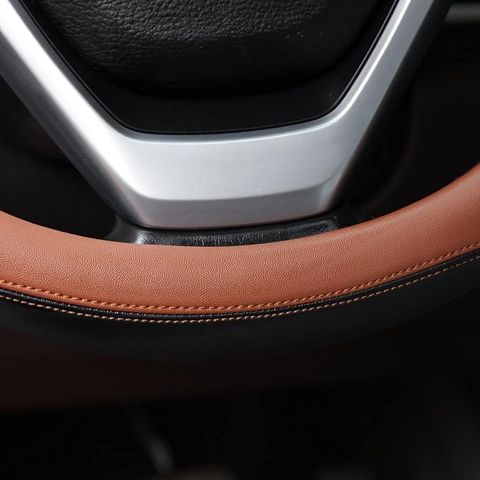 Valleycomfy Microfiber Leather Steering Wheel Covers Universal 15 inch (Brown