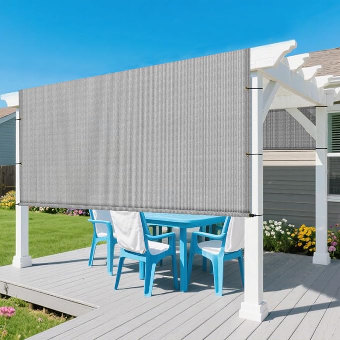 9' × 18' Pergola Shade Cover Universal Replacement Canopy Cover Outdoor Durable Fabric Sun Shade Cloth for Deck Patio Porch Backyard Gazebo with Grommets & Weighted Rods, Light Gray