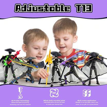 T13 Assembly Completed Action Figures,T-13 Action Figure, Robo 13 3D Printed Action Figure - The Ultimate Hero for Action-Packed Playtime,5.2 Inch, Black Purple