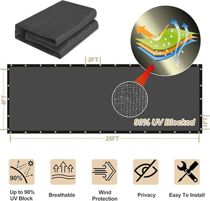 UPGRADE Privacy Fence Screen 5'x31' Dark Grey Outdoor 90% Visibility Blockage 170 GSM Mesh Shade Cover Panels for Backyard,Balcony,Home Decoration with Zip Ties,Customized Avaliable