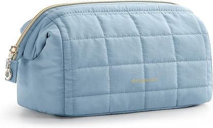 BAGSMART Makeup Bag Travel Toiletry Bag, Wide-open Zipper Pouch, Sky Blue | Puffy Padded, Travel Essentials, Make Up Bag, For Women, Makeup Organizer, Toiletries Accessories Brushes