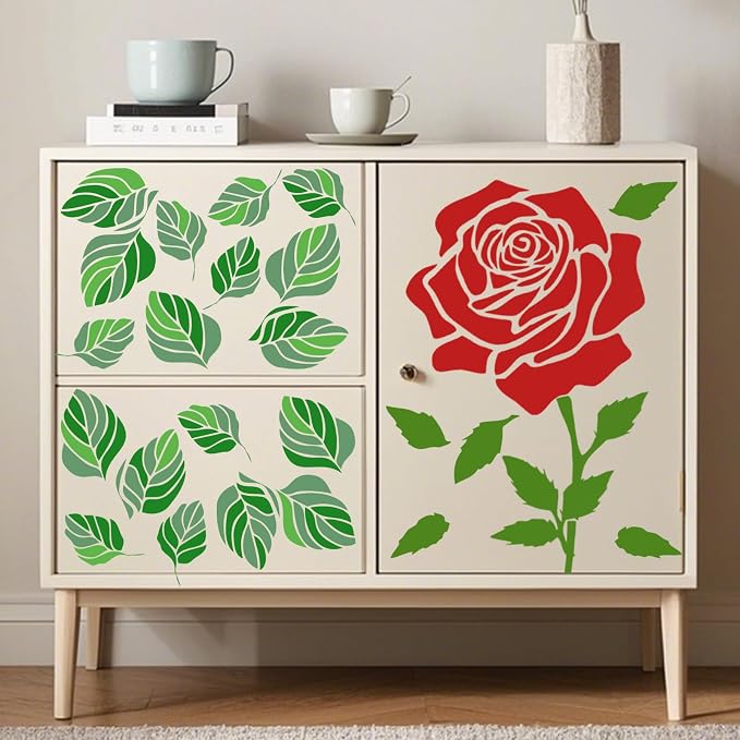 12 PCS Large Flower Painting Stencils, Reusable Sunflower Stencils for Painting on Wood Rocks Canvas Fabric Glass Pottery DIY Painting Art Projects