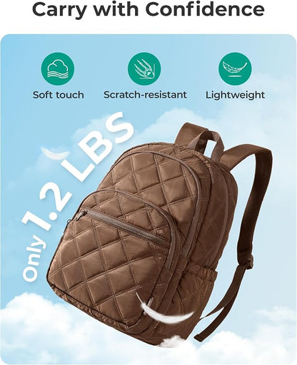 BAGSMART College Laptop Backpack,Cute Travel Backpack for Women,Quilted Computer Bookbag