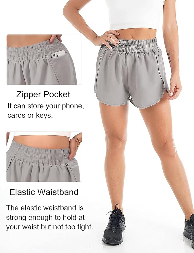 Blooming Jelly Women's Quick-Dry Running Shorts Workout Sport Layer Active Shorts with Pockets 1.75"