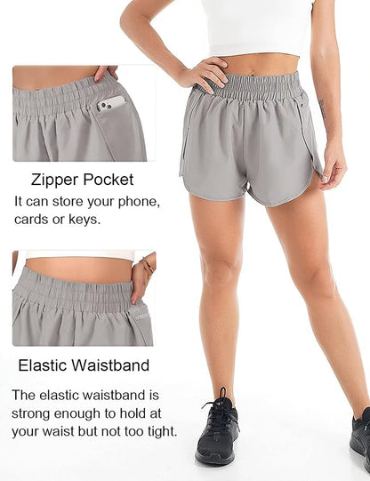 Blooming Jelly Women's Quick-Dry Running Shorts Workout Sport Layer Active Shorts with Pockets 1.75"