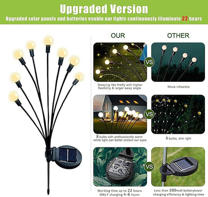 Flumy Solar Garden Lights Outdoor - 6 Pack 48 LED Firefly Lights Waterproof, Garden Decorations for Yard Patio Pathway Lawn Outside, Unique Gifts for Grandma Women, Solar Decor Warm White