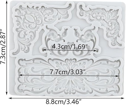 Baroque Curlicues Scroll Lace Silicone Molds Scroll Relief Flower Lace Filigree Polymer Clay Mold for DIY Crafts Epoxy Resin Casting Air Dry Polymer Clay Plaster Jewelry Making