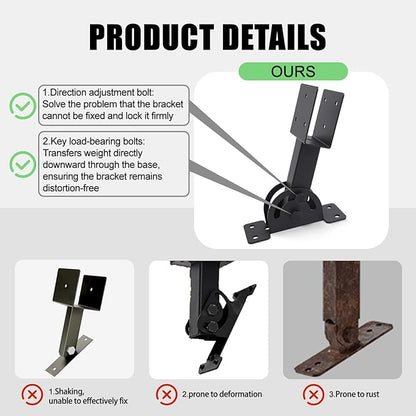 2x4 Heavy Duty Roof Riser Brackets Kit 4 Pcs, Adjustable Angle Pergola Support Brackets Black Powder-Coated Patio Roof Lift Brackets Suitable for Patio Gazebos/Pergolas