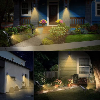 URPOWER Solar Lights Outdoor, Adjustable Solar Spot Lights Outdoor Spotlight 2-in-1 Waterproof Solar Landscape Lights Wall Light, Dusk-to-Dawn Solar Powered Lights for Yard, Garden (Warm White 2 Pack)