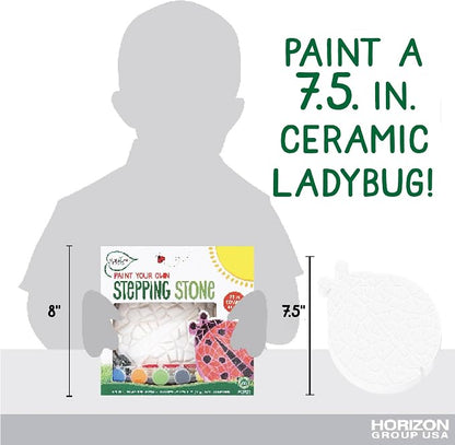 Creative Roots Mosaic Ladybug Stone, Includes 7-Inch Ceramic Stepping Stone & 6 Vibrant Paints, DIY Garden Stepping Stone Kit for Kids Ages 6+