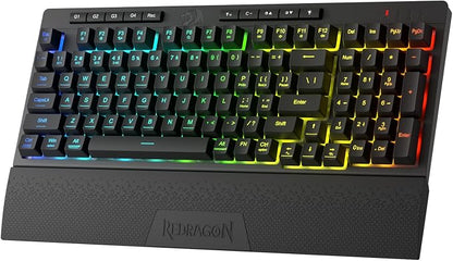 Redragon K515 PRO Shiva RGB Wireless Membrane Gaming Keyboard, 98 Keys Mechanical-Feel Keyboard w/Smooth Linear Switch, On-Board Macro & Multimedia Keys, Detachable Wrist Rest, Software Supported