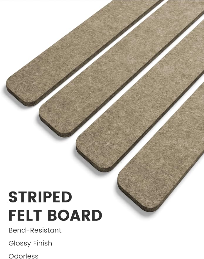 Fluxynara 13" x 2" Felt Wall Panels, Earth Brown | 8-Pack Includes 50 Push Pins and Adhesive Tabs for Photos, Notes and Decor in Bedroom Doors, Home Office or Studios