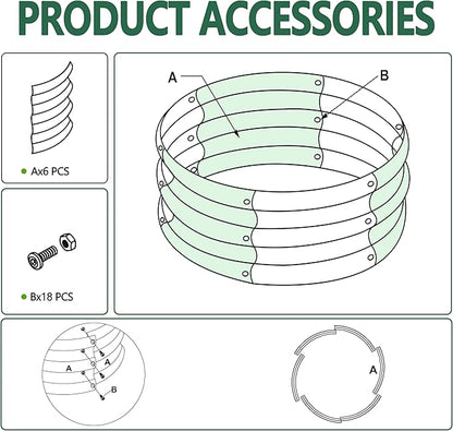 2PCS 3x3x1FT Galvanized Raised Garden Bed Kit,Vegetable Boxes-Round Metal Flower Box,Large Planter Raised Beds Outdoor Garden for Planting,Fruit,Herb-Silver