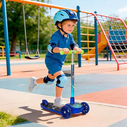Nattork 3-Wheel Toddler Kick Scooter for Kids Girls Boys – Adjustable Height Scooter with Light-Up Wheels, Anti-Slip Deck, Lean-to-Steer Design for Ages 2-8