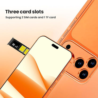 Unlocked 4G LTE Android Phone, 6.6-inch Screen, 3GB RAM + 16GB ROM/TF 256GB, Dual SIM, Dual Camera, Suitable for Beginners (97orange)