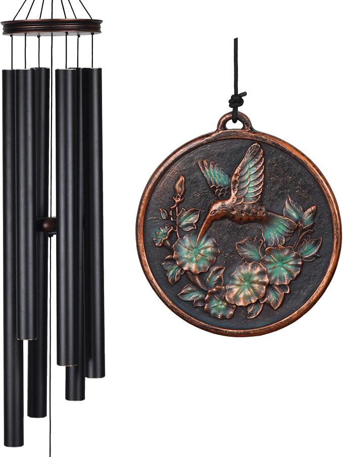 Vanquer Large Wind Chimes for Outside Deep Tone - 46'' Wind Chimes Outdoor Clearance, Windchimes Outdoors, Hummingbird Wind Chime,Sympathy Gift, Patio, Home Décor, Vintage Black (46" Hummingbird)